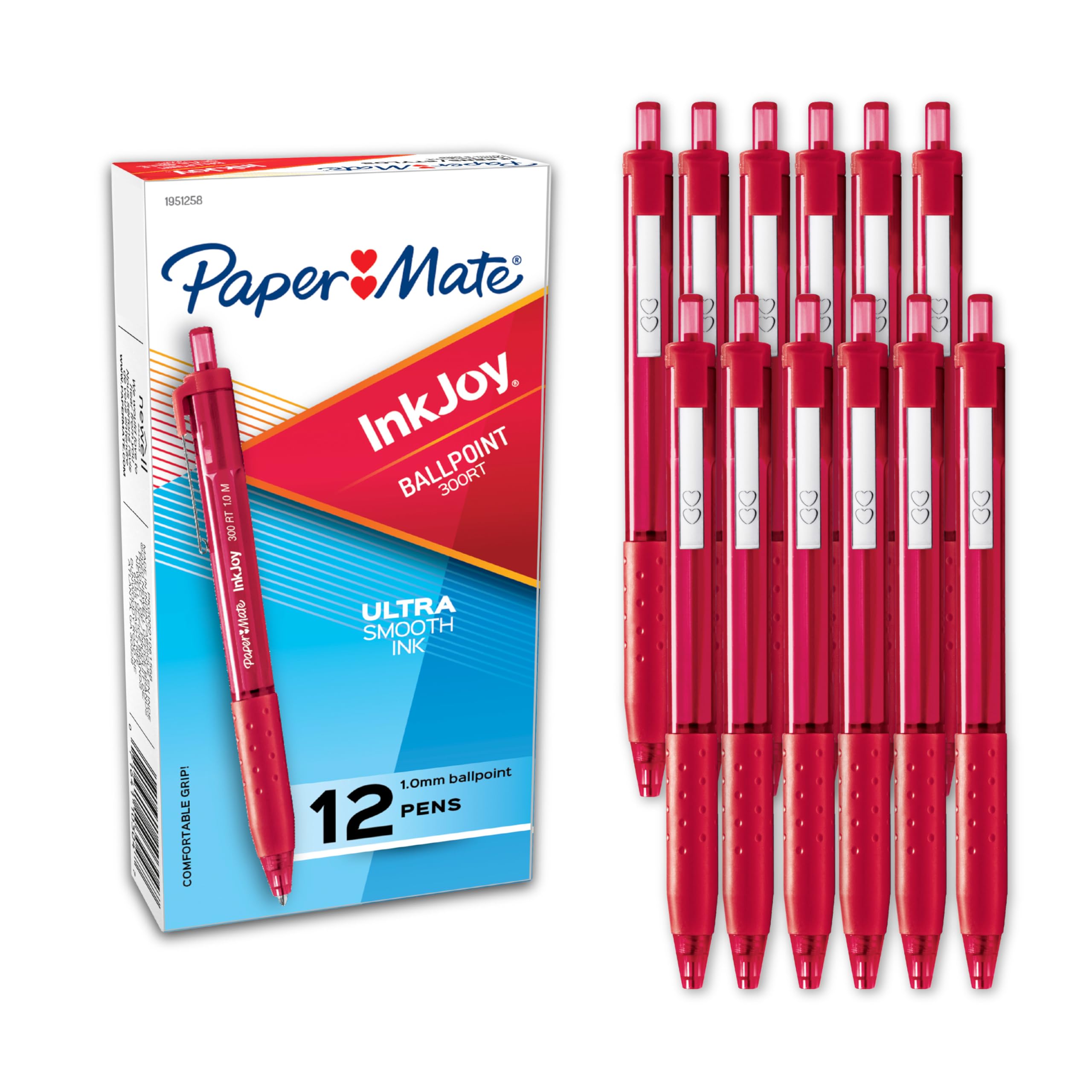Photo 1 of Paper Mate InkJoy 300RT Retractable Ballpoint Pens Medium Point Red Box of 12