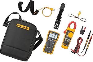 Fluke 116/323 Multimeter and Clamp Meter HVAC Combo Kit, AC/DC Voltage, AC Current 400 A, Microamps to Test Flame Sensors, Includes Temp Probe, Test Leads, TPAK and Carrying Case