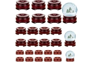 Taiyin 24 Pcs Sphere Stands for Display Crystal, Crystal Holder Wood Egg Ball Stand Stone Rock Display for Home Decor Gemstone (1.2/ 1.4/ 1.6 Inch,Cute Style)