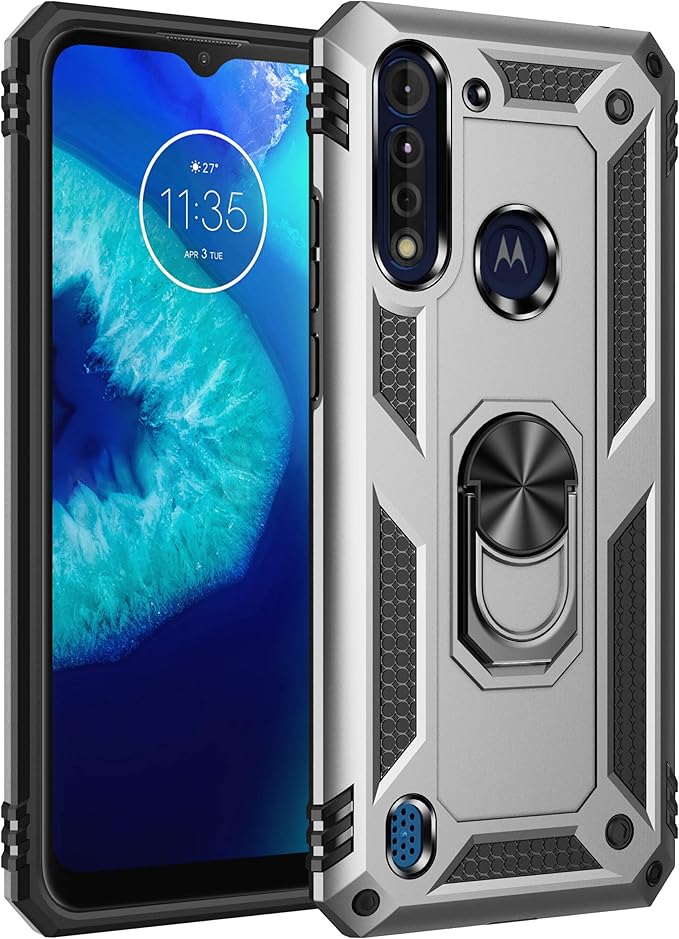 Winmi For Motorola Moto G8 Power Lite Case Rotate Pull Ring Stand Full Body Shock Resistant Armour Heavy Duty Military Protective Cover For Motorola Moto G8 Power Lite Silver Amazon Co Uk Electronics