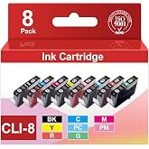 CLI-8 Ink Cartridges Replacement for Canon CLI8 CLI 8 Ink | Work with Pro9000 Pro9000 Mark II Pro9000 Pro 9000 Printers 8-Pack