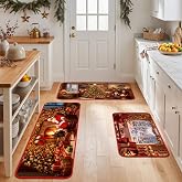Sonwyoung 3 Pcs Christmas Kitchen Rugs and Mats Set, Non Slip Floor Mats | Vintage Winter Cabin Anti-fatigue Runner Rugs Washable Doormat, Christmas Decor for Farmhouse Home Bathroom Indoor