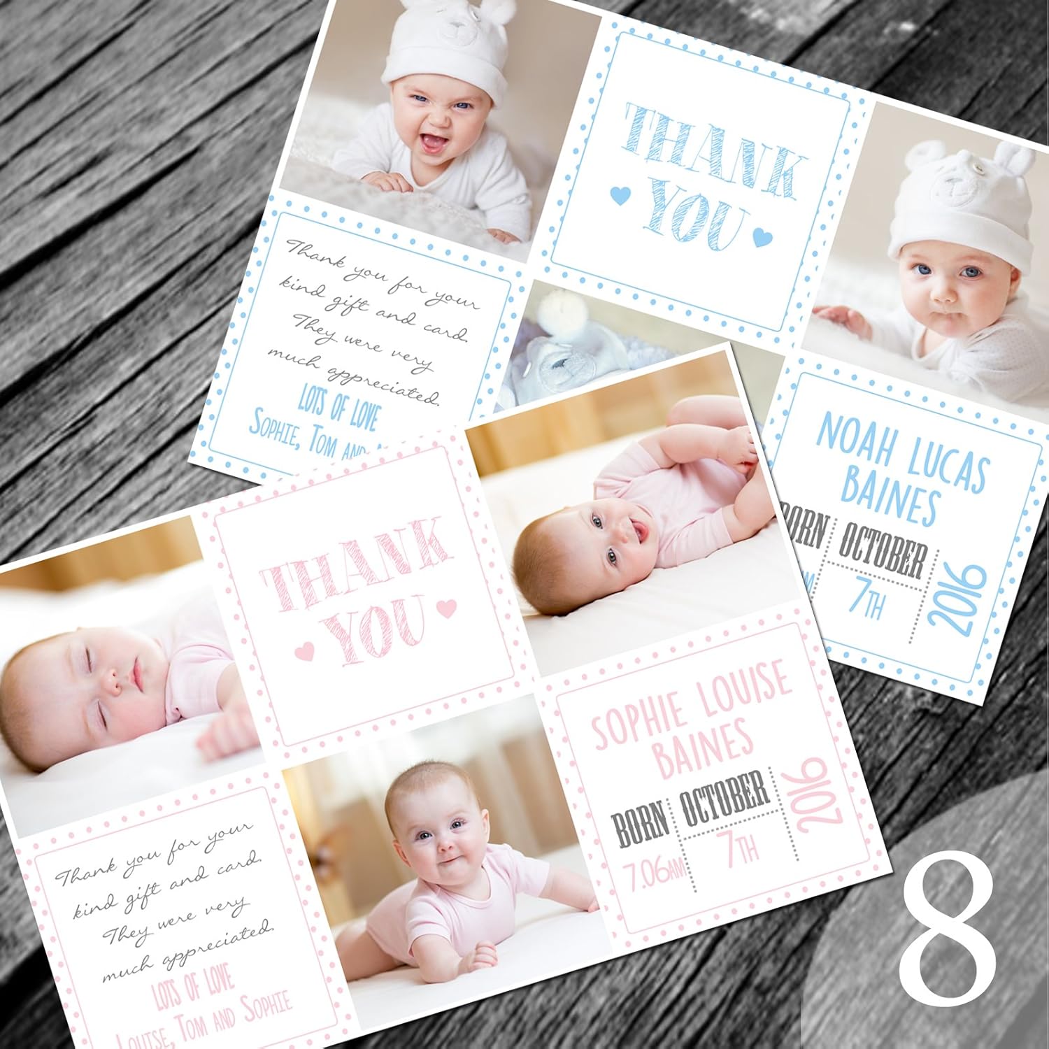 New Baby Thank You Cards with own Photo and Text (40) Amazon.co.uk Office Products