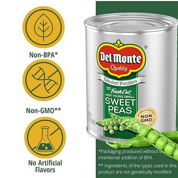 DEL MONTE VERY YOUNG SWEET PEAS, 8.5 OZ, CAN (12 PACK)