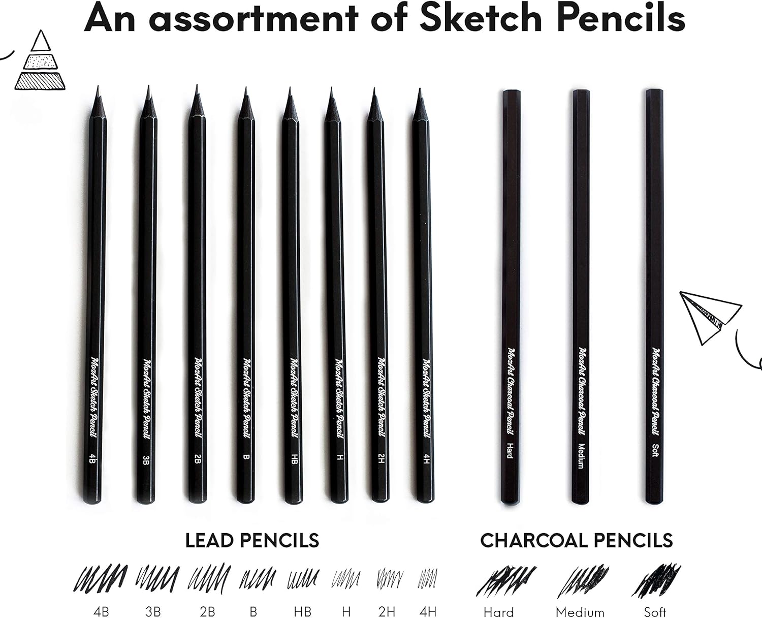 Artists’ Sketch Set – 22 Piece Essential Set – Huge Selection of Premium Sketch Art Supplies – Portable and Travel Friendly to Start Drawing at School Studio Home - MozArt Supplies