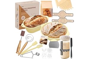 30 Pcs Sourdough Starter Kit,MQFORU Sourdough Bread Baking Supplies with 10" Round & 10" Oval baskets,Silicone Sourdough Brea