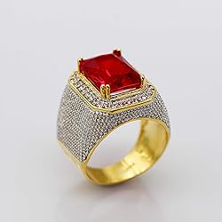 Uloveido Men Yellow Gold Plated Emerald Cut
