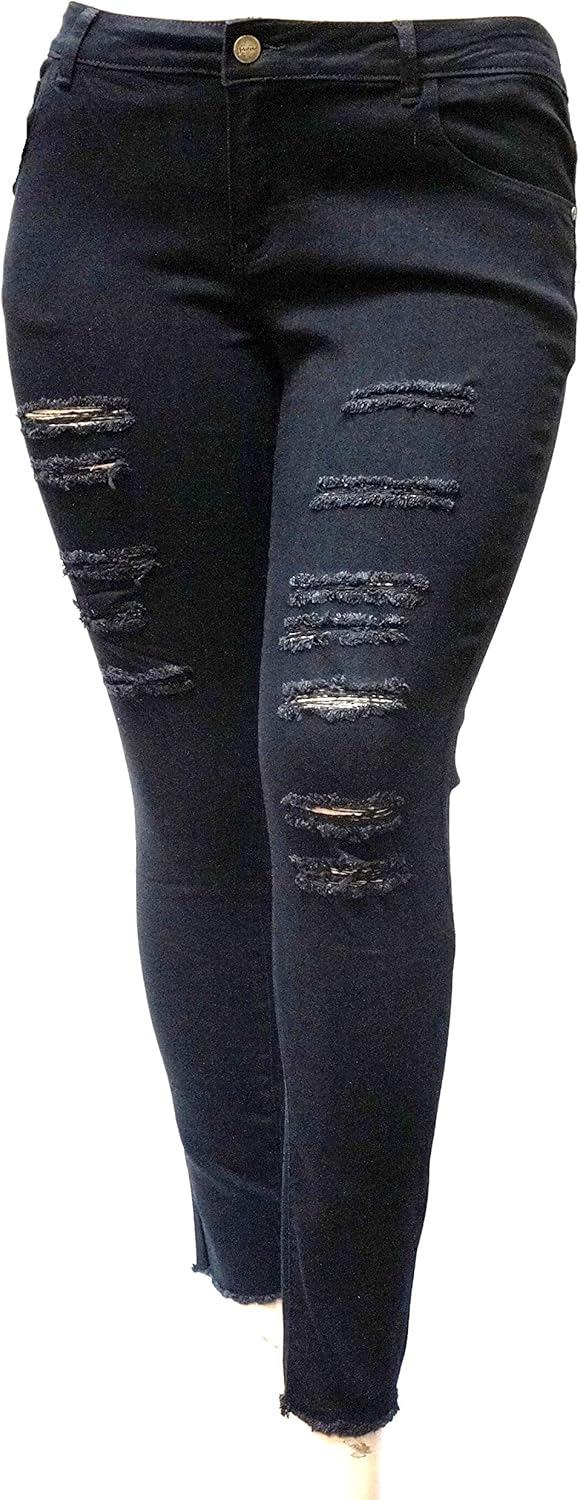 Plus size distressed black jeggings Clearance