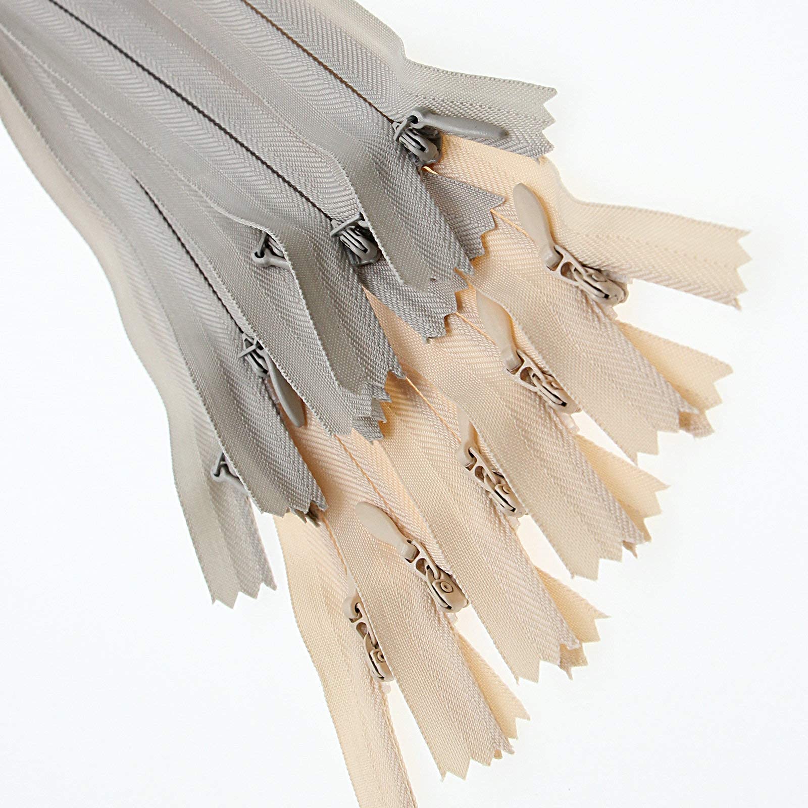 Photo 1 of 16 Inch 10PCS Invisible Nylon Coil Zipper,Clothing Zipper,Hidden Zipper DIY Sewing Tools for Tailor Sewing Crafts(5 pcs Grey and 5 pcs Beige 40.6cm) SHUNLI