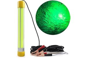 Underwater Fishing Light Super Bright 50W 30000 Lumens 12V 16.5ft Wire LED Submersible Fish Bait Finder Deep Drop Night Fishi