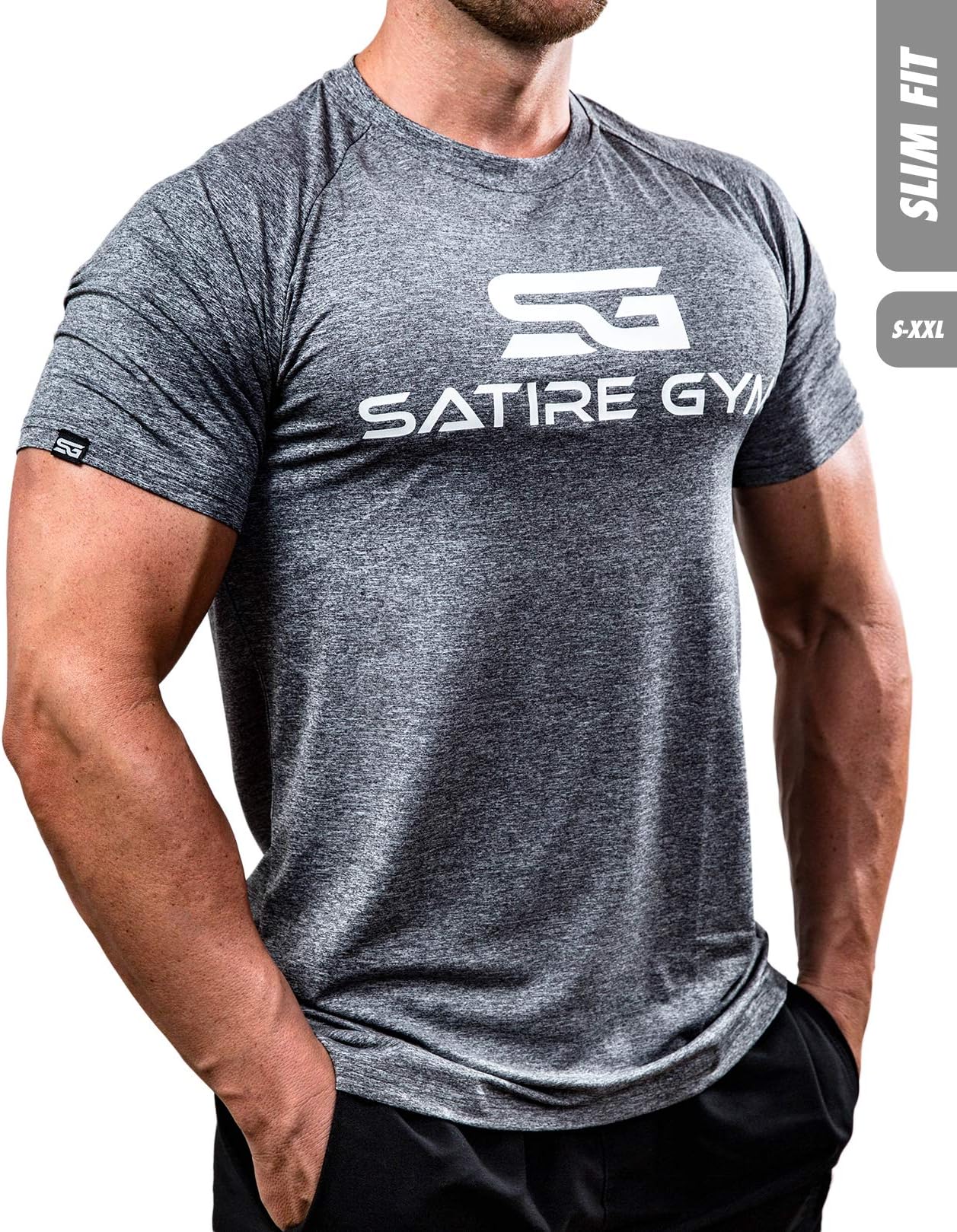 Satire GymMen’s Fitness T-Shirt – Functional Sportswear – Suitable for Workouts and Training – Slim Fit