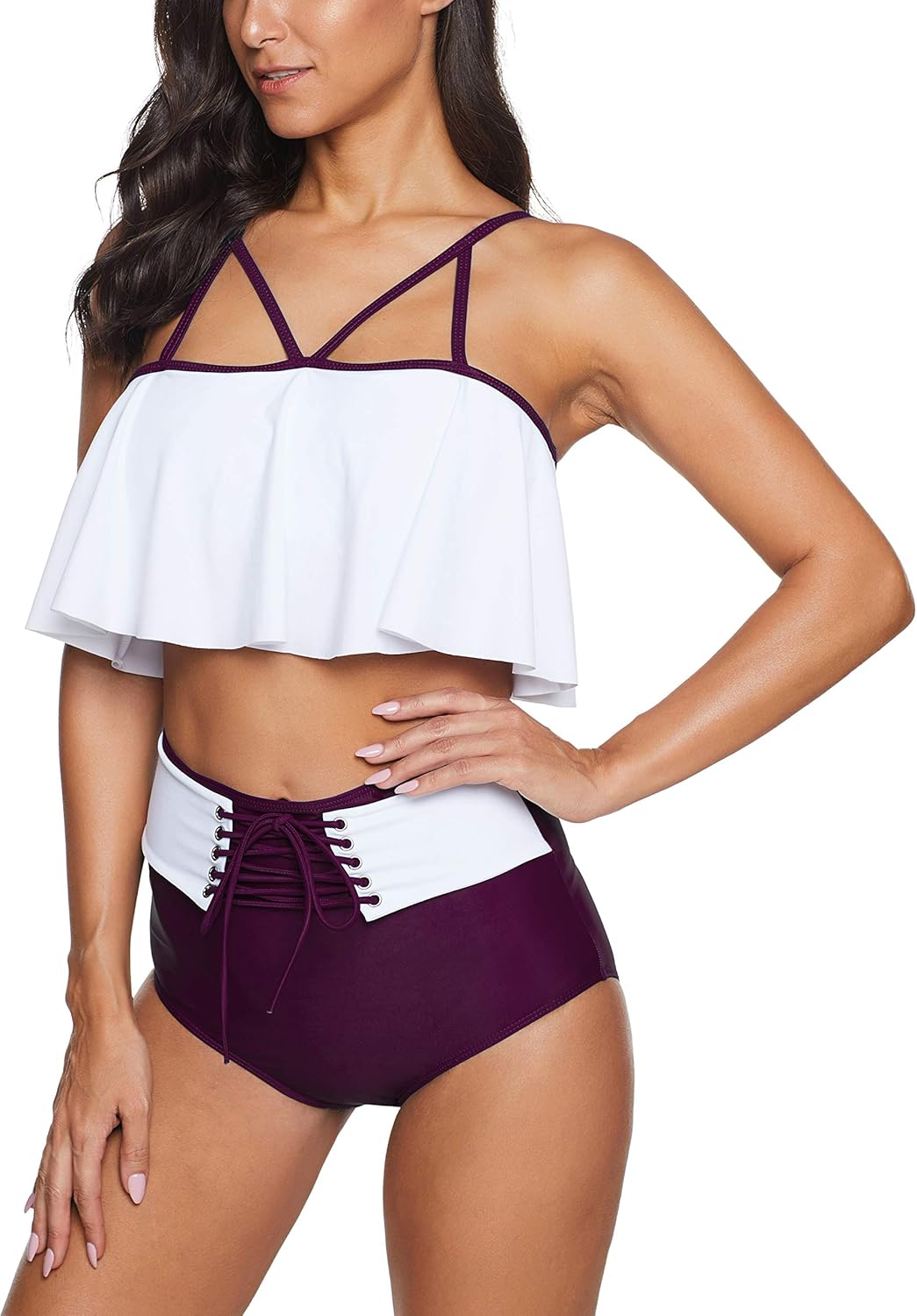 flounce top high waisted bikini