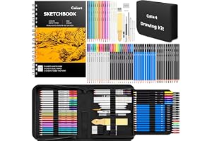 Caliart 176PCS Art Supplies Sketching Kit with 100 Sheets 3-Color Sketch Book, Graphite Colored Charcoal Watercolor & Metallic Pencils, Drawing Set Gifts for Adults Teens Girls Boys Kids