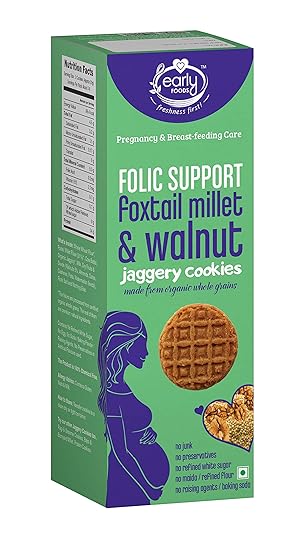 Early Foods Organic Walnut Foxtail Millet Cookies, Healthy Pregnancy & Breast-Feeding Snack 150g