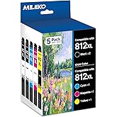 812XL Ink Cartridge Epson Remanufactured Replacement for Epson 812XL Ink Cartridges Combo Pack for Epson 812XL 812 XL T812XL for Workforce Pro WF-7840 WF-7820 WF-7310 EC-C7000 Printer(5 Pack, 812XL)
