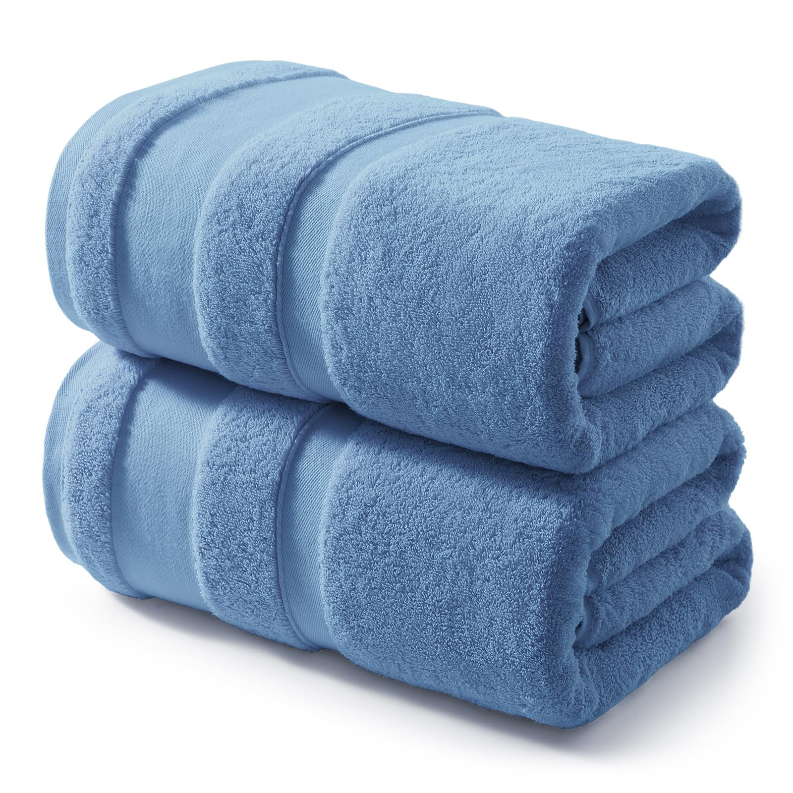 Photo 1 of REDKISS 100% Cotton Bath Towels Set of 2, Extra Large Bath Sheets 35 X 70 Inches, 800 GSM, Quick Dry, Ultra Soft & Super Absorbent Bathroom Towel Sets for Bathroom, Gym, Spa, Pool & Hotel, Light Blue
