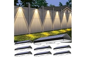 UGDLUCK Solar Fence Lights,RGB & Warm White & 6 Colors Bright Lens LED Dusk to Dawn Deck Light Outdoor Waterproof, Solar Outdoor Lights for Backyard/Railing/Wall/Step/Patio/Pool (8Pack)