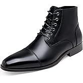 Jousen Mens Boots Leather Dress Boots for Mens Cap-toe Fashion Boots for Men