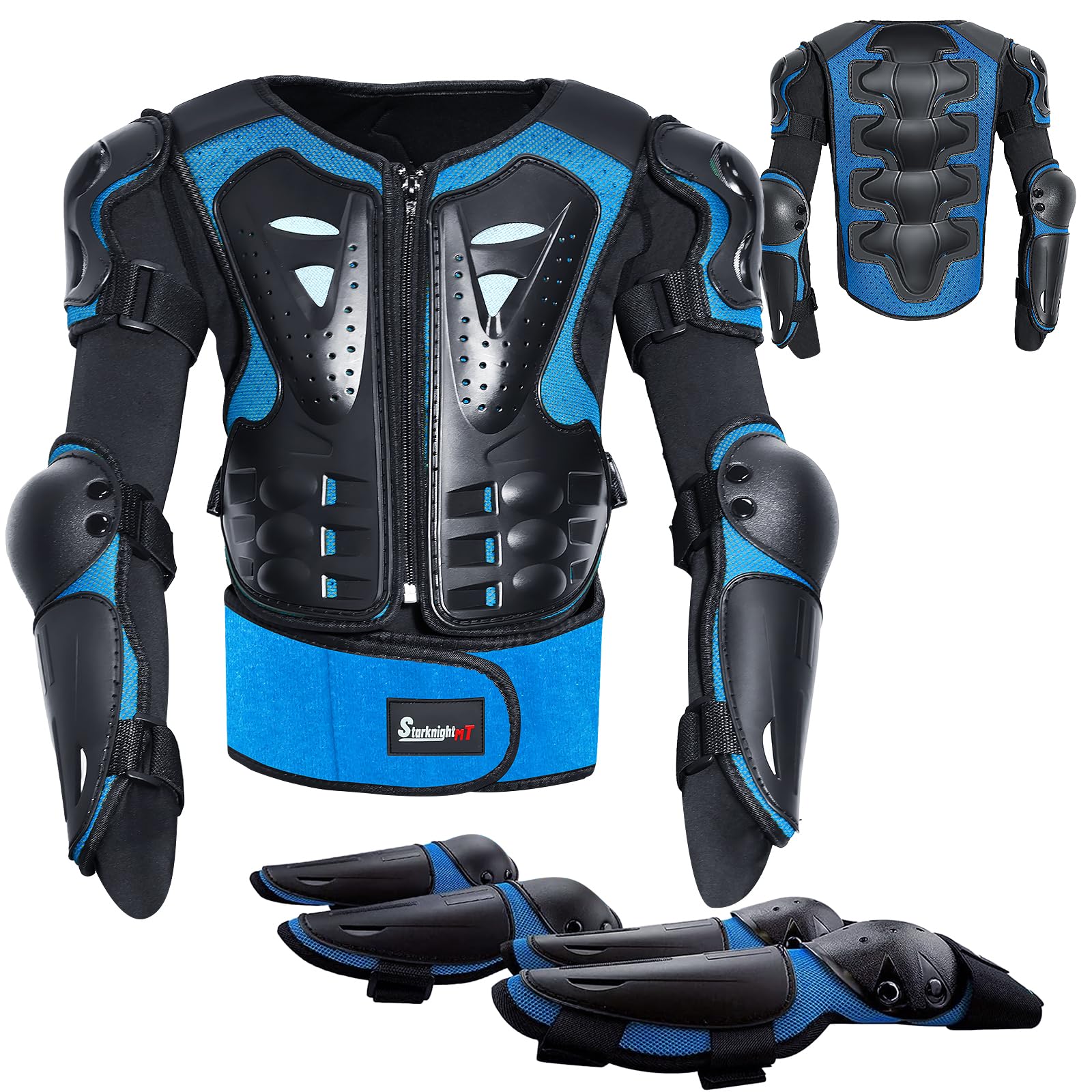 Photo 1 of StarknightMT Kids Motorcycle Armor Suit Dirt Bike Gear Riding Protective Chest Spine Back Protector Shoulder Arm Elbow Knee Protector Pads for Cycling Skateboard,Skiing,Skating,Off-Road