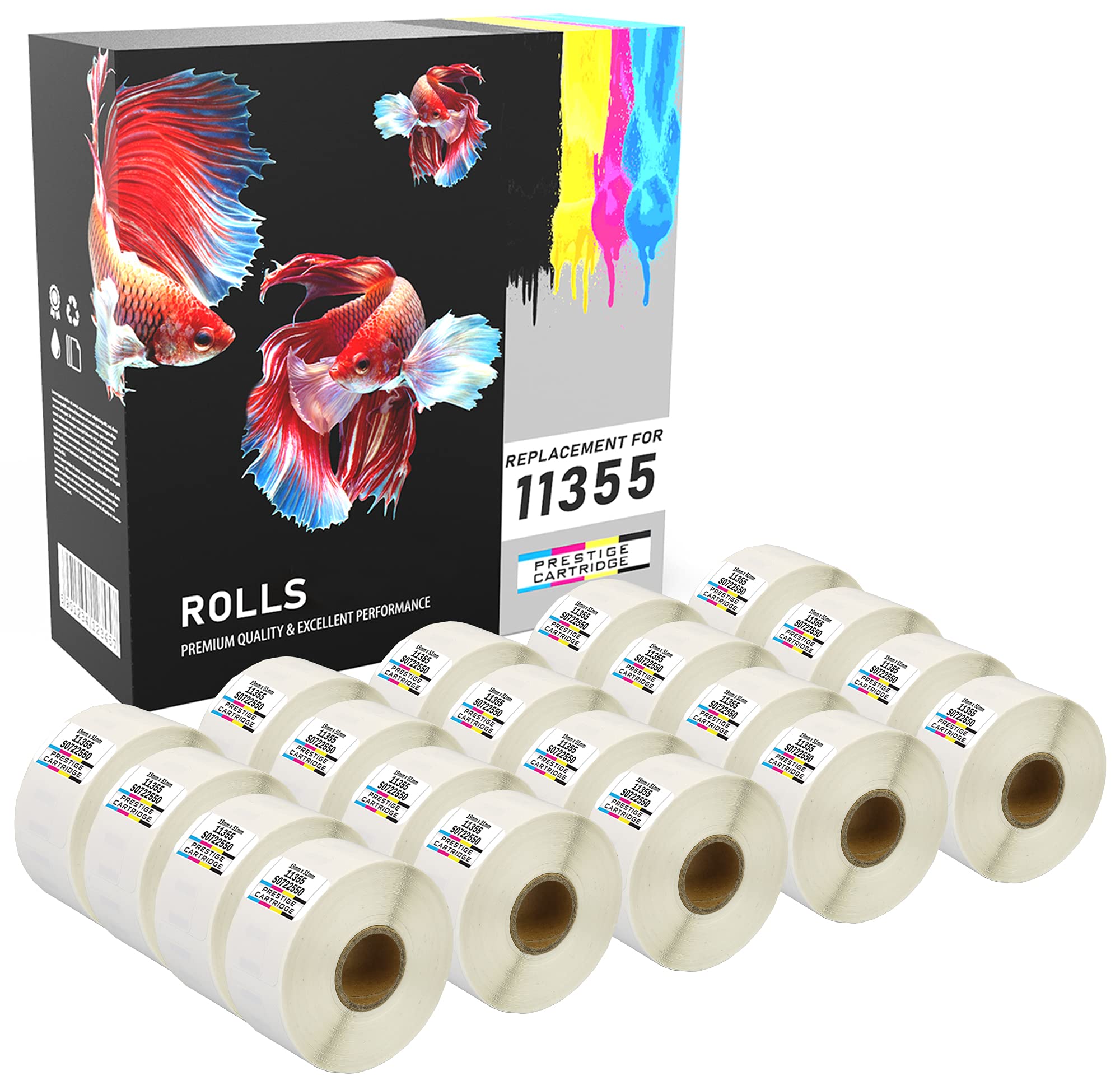 Prestige Cartridge 11355 19 mm x 51 mm Address Labels Roll for Dymo Labelwriter 320/400/450/4XL (Pack of 20)
