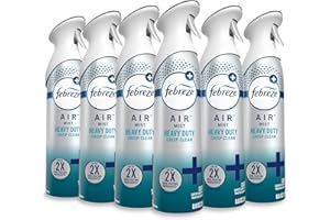 Febreze Air Mist Air Freshener Spray, Odor-Fighting Room Spray, Air Fresheners for Home and Bathroom and Kitchen, Aerosol Can, Heavy Duty Crisp Clean Scent, 8.8oz, 6 Count