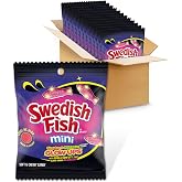SWEDISH FISH Mini Glow Ups Strawberry-Watermelon Soft &amp; Chewy Gummy Candy, Bulk Candy, 12 - 3.08 oz Bags