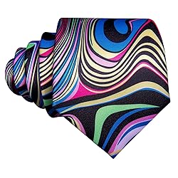Barry.Wang Men Tie Set Rainbow Abstract Print Silk