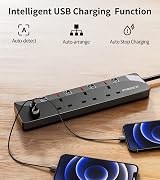PIBEEX 5M Extension Lead with USB 3 Way Power Strip 13A 3250W Black view 4