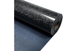 MerryMade Black Glitter Heat Transfer Vinyl 12" x 15 ft HTV for Shirts, Glitter HTV for All Cutter Machine - Easy to Cut & Weed for Heat Vinyl Design (Black)