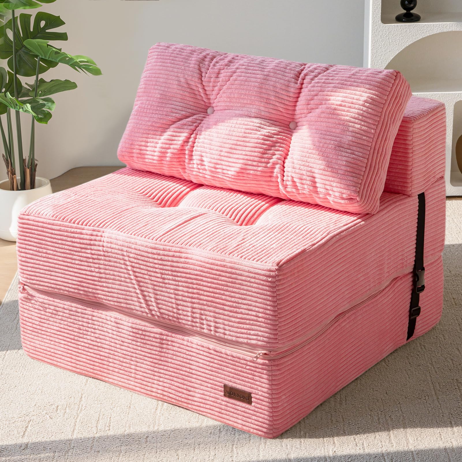 Photo 1 of ***DIRT MARKS IN VARIOUS LOCATIONS CAN BE WASHED OUT *** MAXYOYO Folding Sofa Bed, Convertible Sofa Bed with High-Density Support Foam, Portable 4 in 1 Fold Out Chair to Floor Lounger, Versatile Floor Couch for Living Room Bedroom, Pink