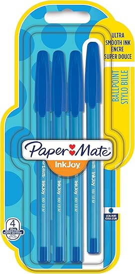 Paper Mate Inkjoy 100 Cap Capped Kugelschreiber Mittlere Schreibspitze 1 0mm Blau 4er Pack 1956713 Amazon De Burobedarf Schreibwaren