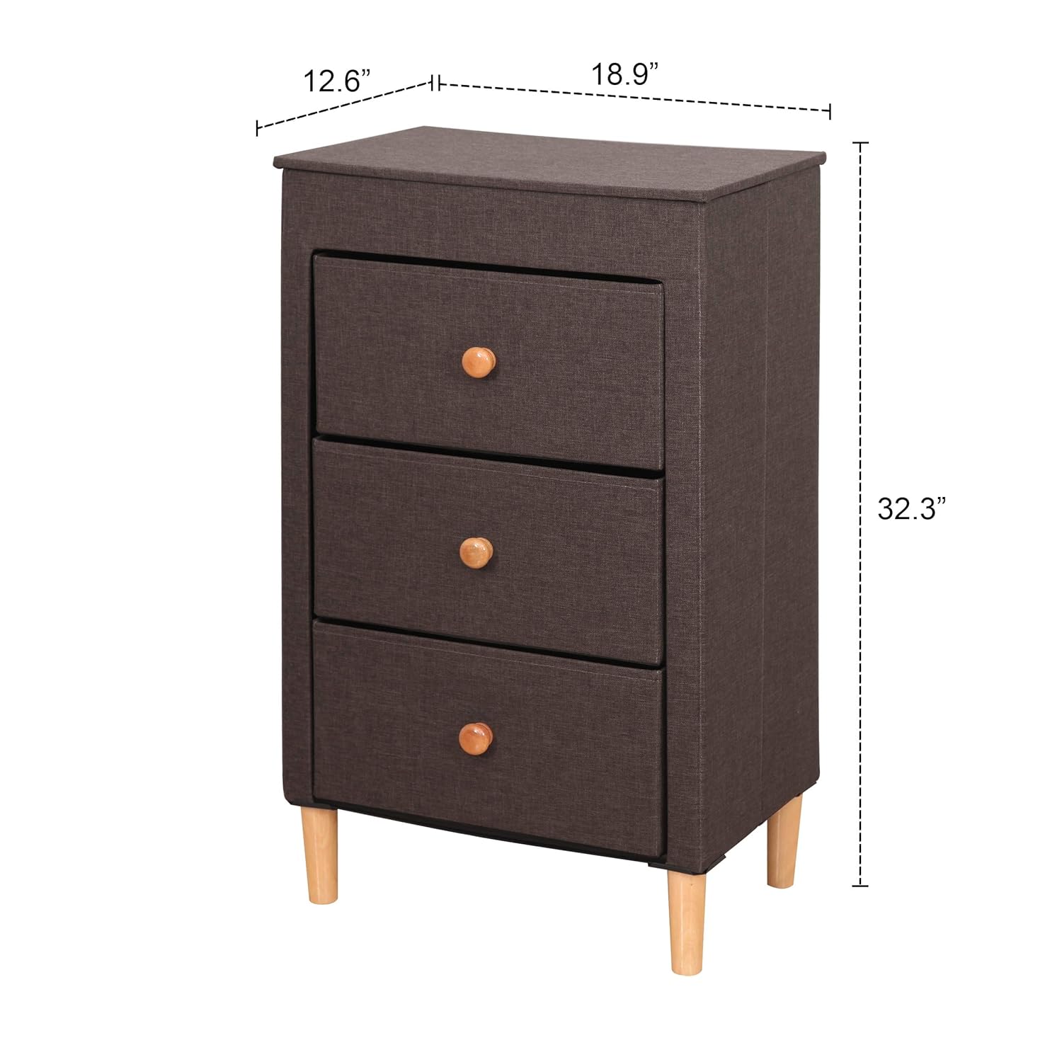 ITIDY 3DrawerDresser,Premium Linen Fabric Nightstand,Bedside Table