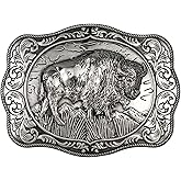 West style Bison Vintage Rectangle Buffalo Belt Buckle Scaloped Buckle