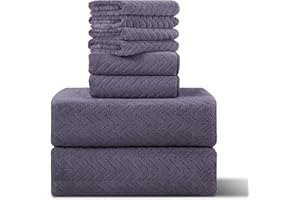 Ferdilan 8 Pack Bath Towel Set, 2 Extra Large Bath Towel Sheets, 2 Hand Towels and 4 Washcloths Ultra Soft and Absorbent Chair Towels for Bathroom, Quick Dry Towel for Home Hotel,Purple