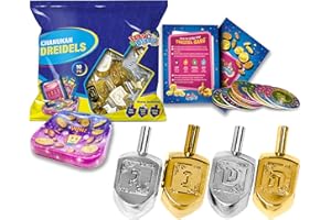 Izzy 'n' Dizzy Hanukkah Metallic Gold and Silver Dreidel (Pack of 10) - Medium