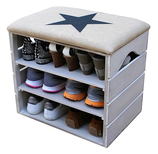 title=LIZA LINE SCARPIERA (BIANCO INVECCHIATO)- Ottima, Organizer per Scarpe in Legno