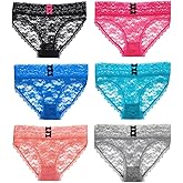 Agdoizry 6 Pack Panties for Women Lace Breathable Underwear Stretch Hipster Briefs Plus Size