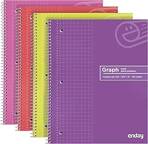 Amazon.com : Graph Paper Notebook Quad Ruled Spiral Grid Notebook PACK ...