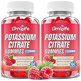 2 Pack Potassium Citrate Gummies, High Potassium Supplement 1200mg Support Leg Cramps & Muscle Health, Potassium Gummies for Adults & Kids, Vegan, Raspberry Flavor 120 Count