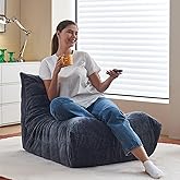 Ayovoch Bean Bag Chairs for Adults, Giant Bean Bag Chair, Memory Foam Beanbag Chair, One-Piece Foam Padding, Bean Bag Sofa for Living Room, Dorms, Apartments, Reading Corner (Blue Grey Plush)