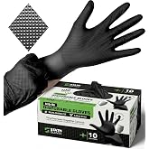 Nitrile Gloves 10 Mil Heavy Duty Diamond Grip Latex Free Mechanic | Chemical resistant disposable gloves for auto repair