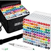 XIEED 120 Colors Premium Alcohol Markers, Alcohol Markers Set with Adjustable Shoulder Strap for Beginners & Artists in Coloring or Sketching