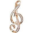 Navachi 18k Gold Plated Multicolor Crystal Music Notes Brooch pin