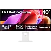 LG 40U990A-W 40-inch Ultrafine evo 5K2K WUHD (5120 x 2160) Nano IPS Curved Monitor, Thunderbolt 5, DisplayHDR 600, Built-in Speaker, 120Hz, HDMI 2.1, DP 2.1, USB C, Tilt/Height/Swivel Stand, White