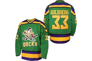 EETUG Mighty Ducks Jersey #96 Charlie Conway #99 Adam Banks #33 Greg Goldberg #66 Gordon Bombay Movie Hockey Jersey White Green