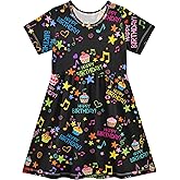 Fisyme Girls Dress Short Sleeve Kids Toddler Girl Casual Dresses