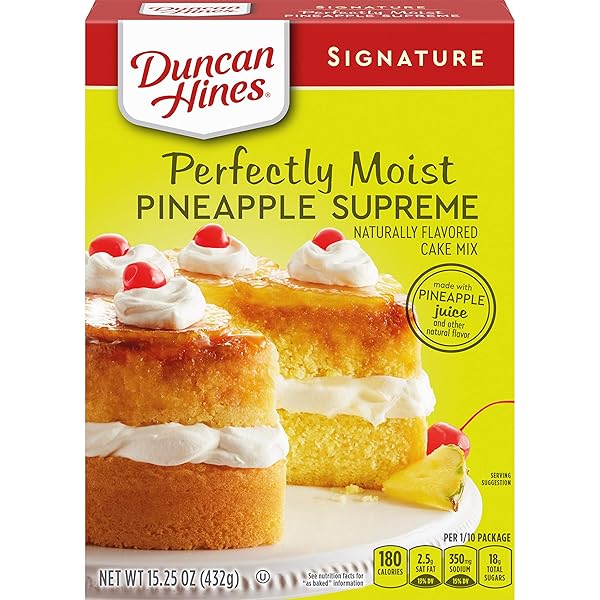 DUNCAN HINES SIGNATURE PERFECTLY MOIST PINEAPPLE SUPREME NATURALLY FLAVORED CAKE MIX 15.25 OUNCE