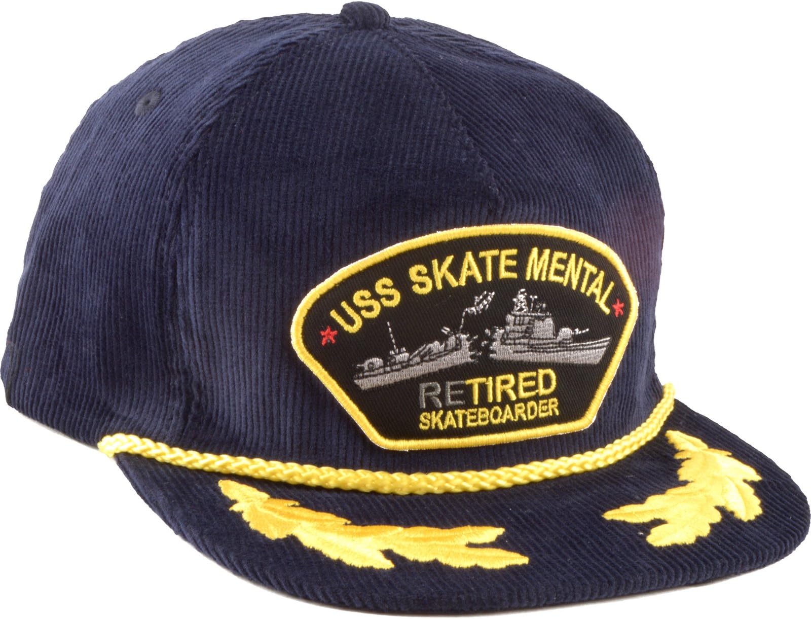 Skate Mental Skateboards Retired Skate Navy/Gold/Cord Snapback Hat - Adjustable
