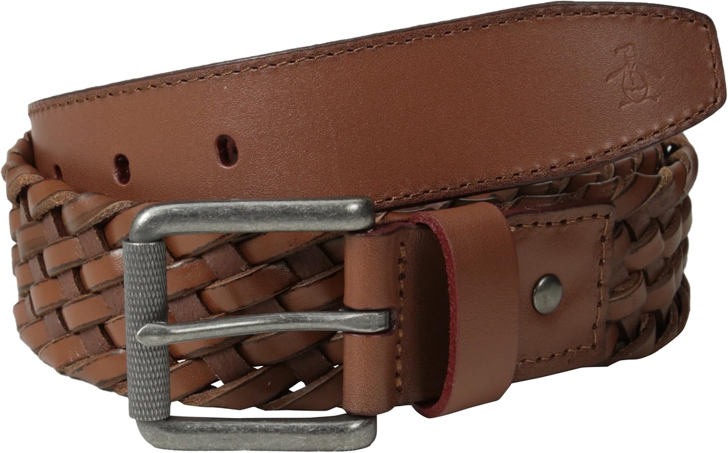 Original Penguin Men's Braided Leather Belt, English Tan, 32 at Amazon