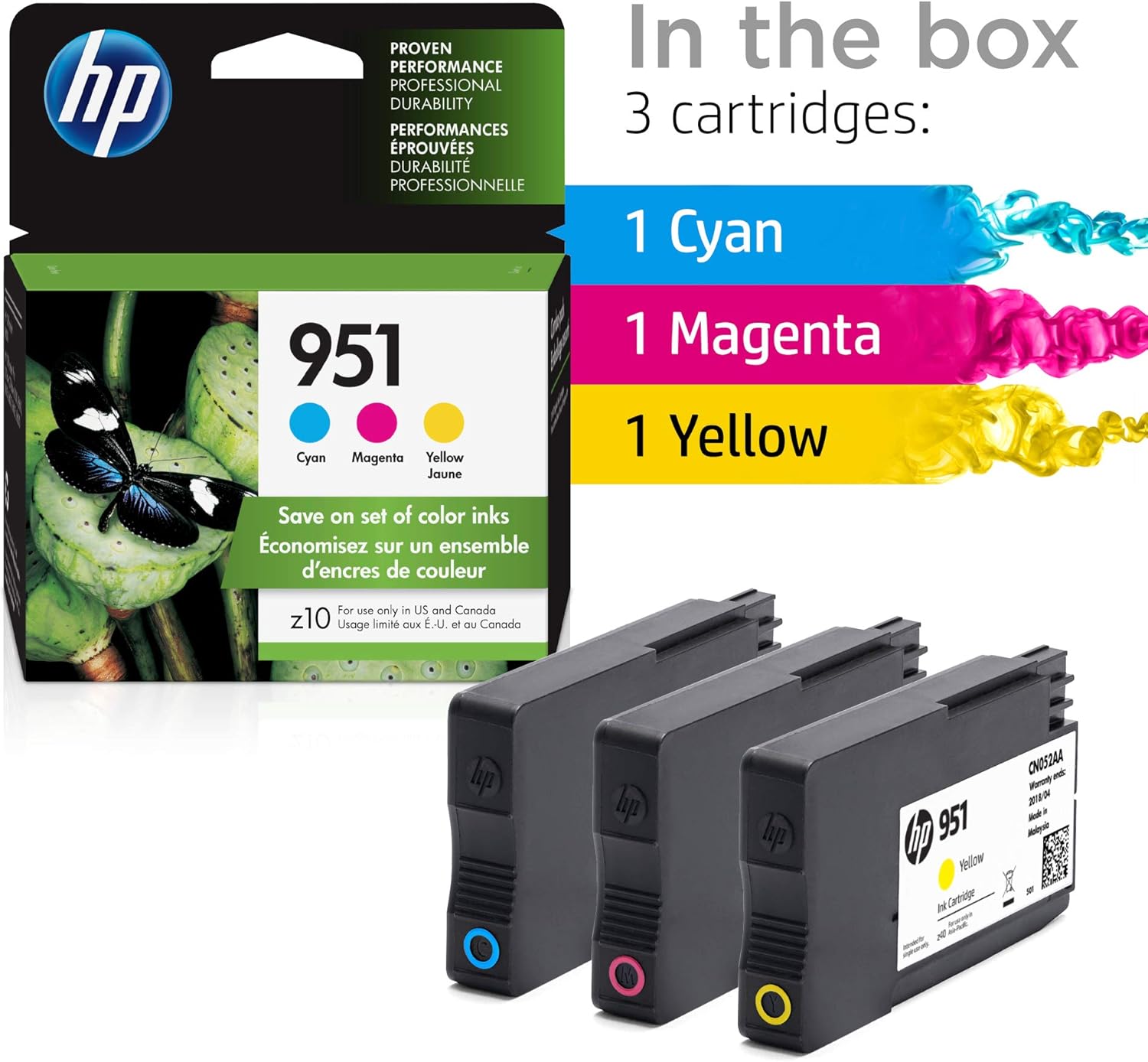 HP 951 | 3 Ink Cartridges | Cyan, Magenta, Yellow | CN050AN, CN051AN, CN052AN: Office Products